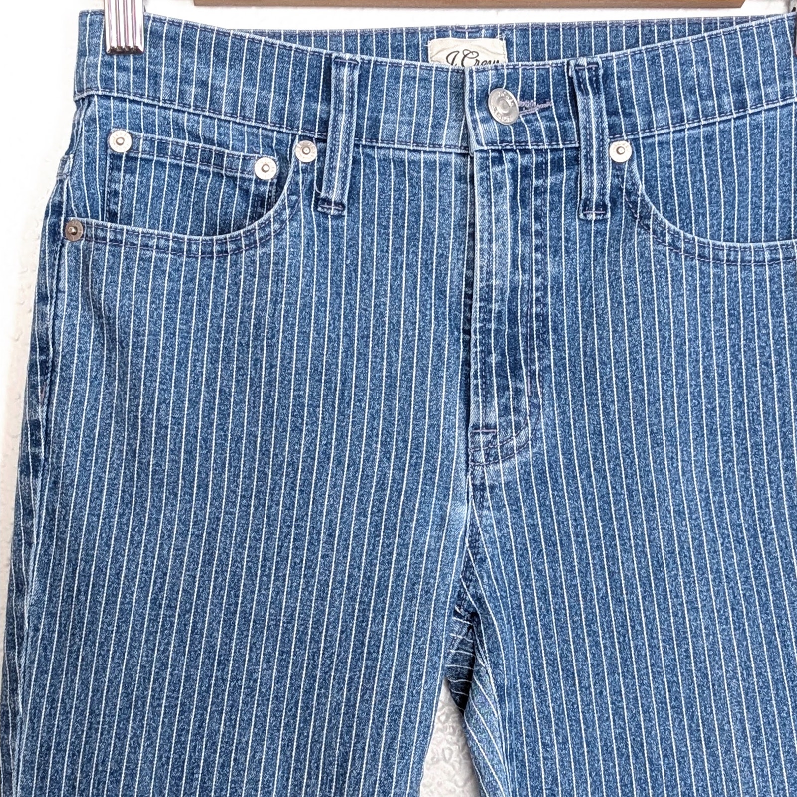 J.Crew 9" High-Rise Toothpick Jean In Pinstripe Women Size 26 Railroad Striped
